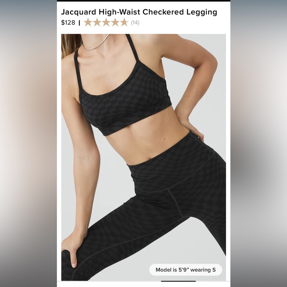 ALO Jacquard High-Waist Checkered Legging and Bra Set